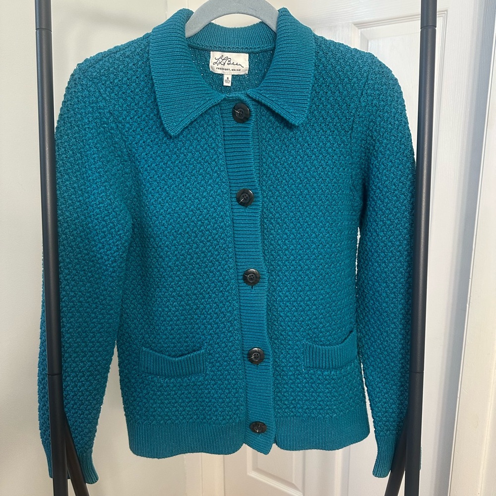 L.L. Bean Turquoise Knit Cardigan